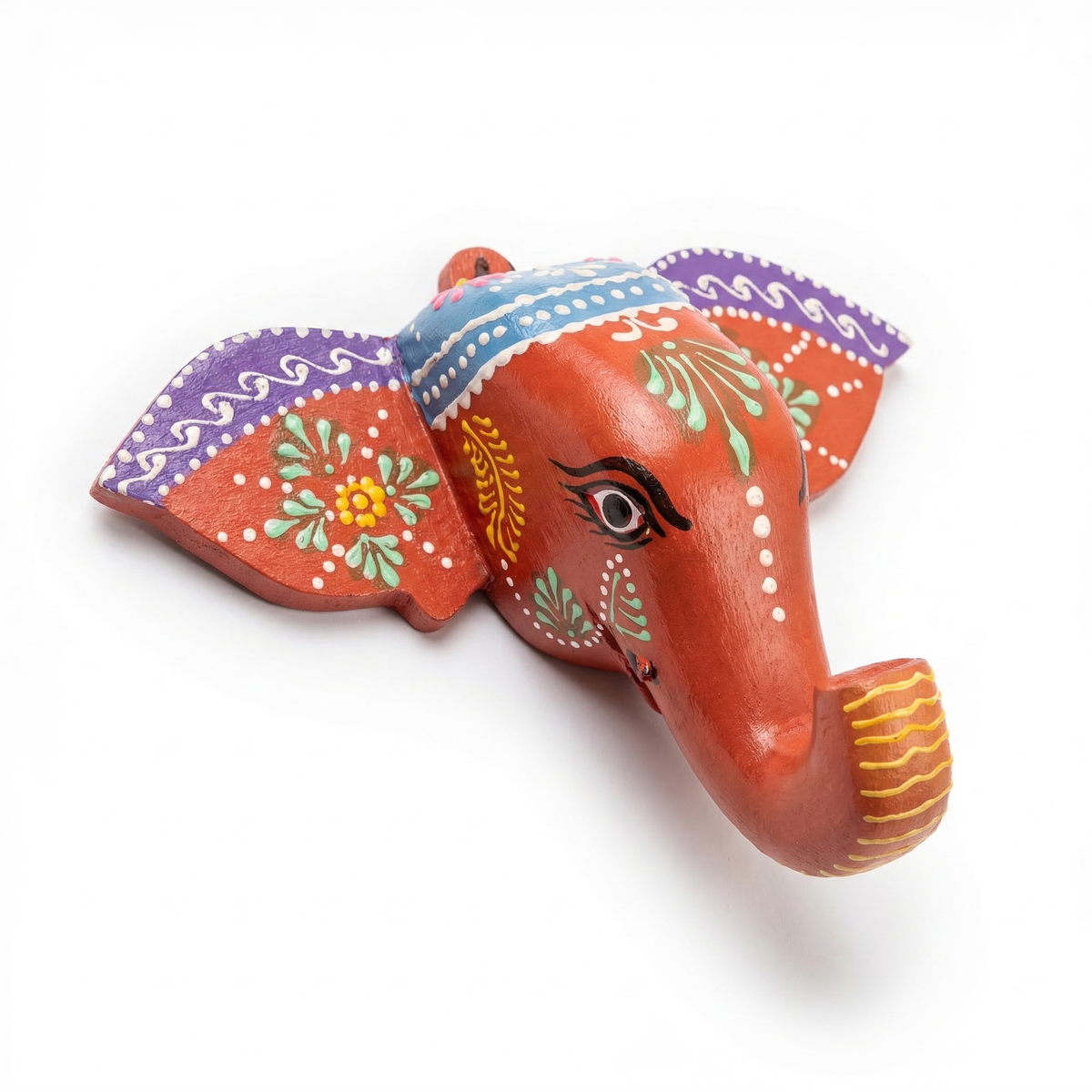 Handpainted Elephant Wall Decor | Orange | 6x8x3 Inches