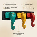 Wooden Elephant Keychain Holder | 7x16x3 Inch | Assorted Colours