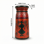 Tribal Wooden Vase Red colour | 30x15x15cm
