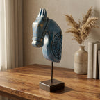 Wooden Horse on Stand | Blue | 33x13x6.5cm