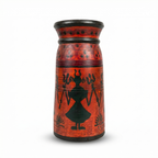 Tribal Wooden Vase Red colour | 30x15x15cm