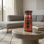 Tribal Wooden Vase Red colour | 30x15x15cm