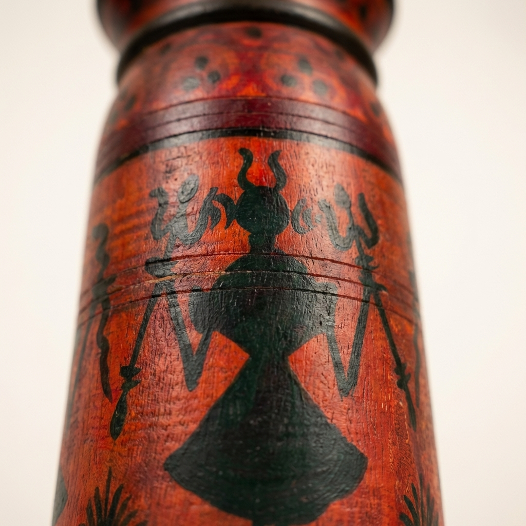 Tribal Wooden Vase Red colour | 30x15x15cm