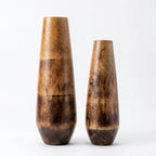Set of 2 Contemporary Wooden Vases | L:45x15x15cm R:37x13x12.5cm
