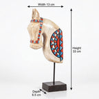 Wooden Horse on Stand | White | 33x13x6.5cm