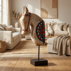 Wooden Horse on Stand | White | 33x13x6.5cm