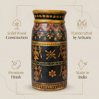 Tribal Wooden Vase Multi colour | 30x16x16cm