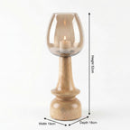Hurricane Candle Stand | Wooden | Brown Glass 52x18x18cm