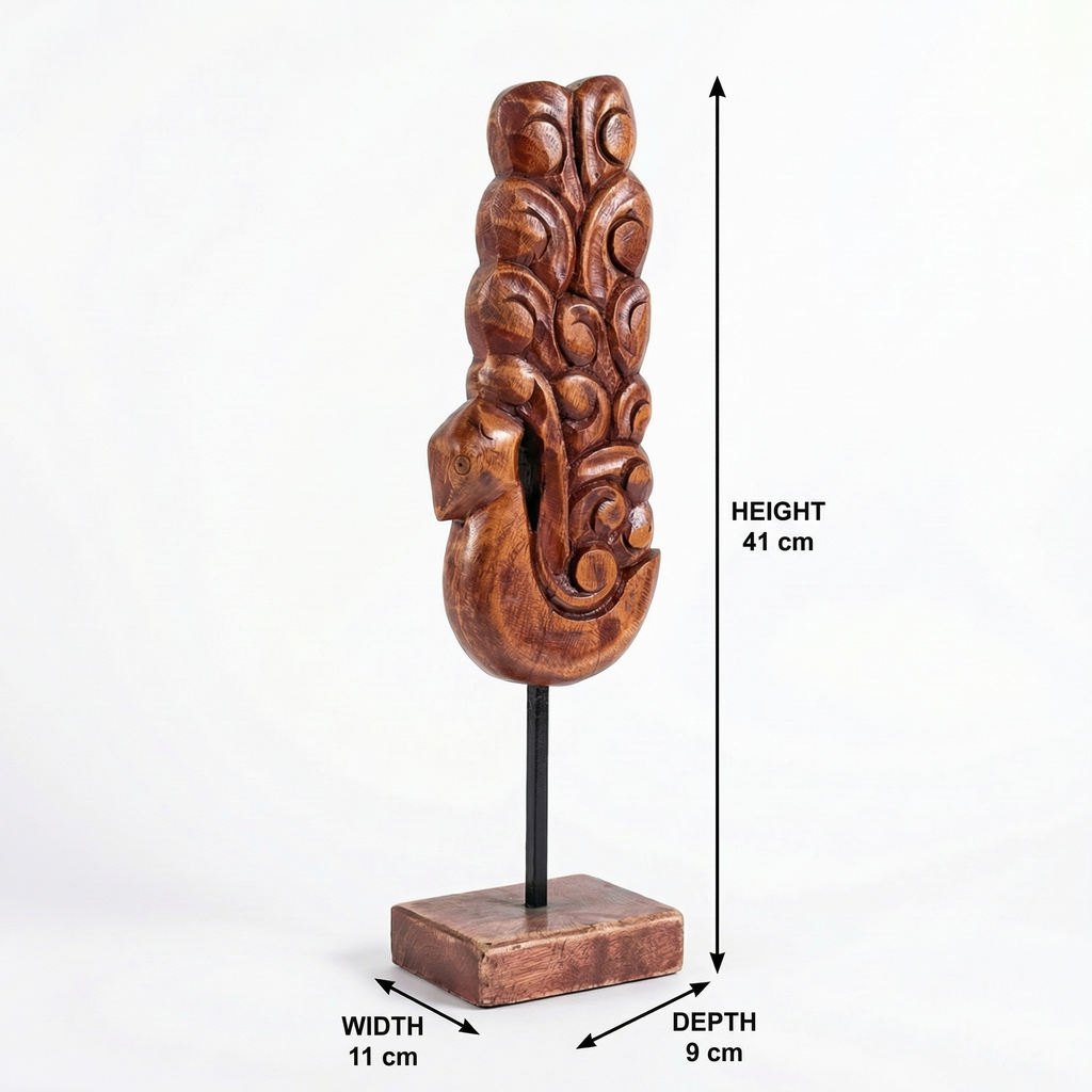 Wooden Peacock tall | 41x11x9cm