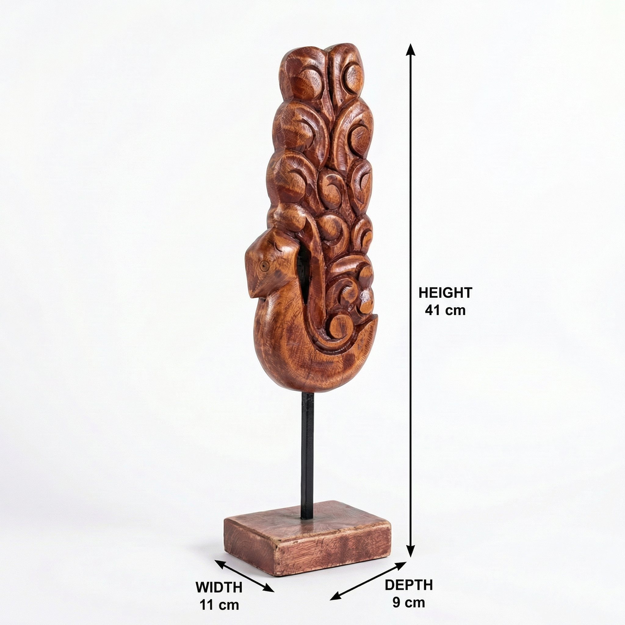 Wooden Peacock tall | 41x11x9cm