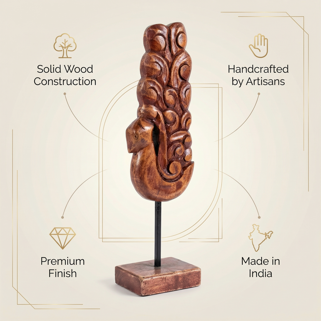 Wooden Peacock tall | 41x11x9cm