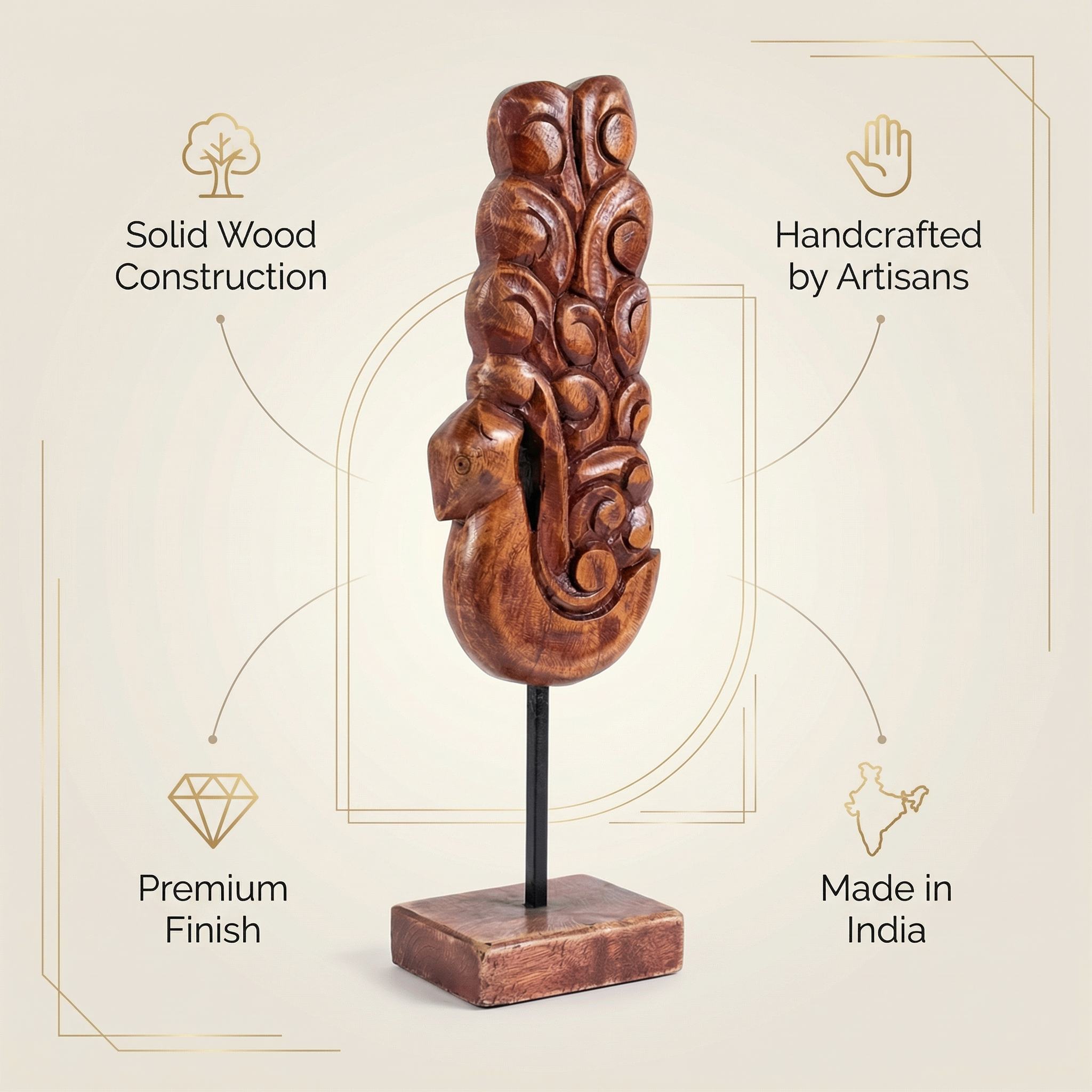 Wooden Peacock tall | 41x11x9cm