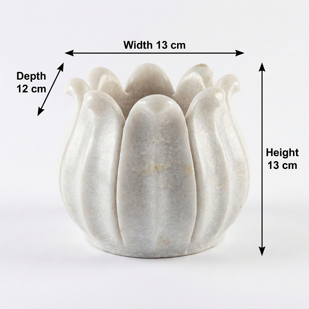 Marble Tealight Bowl Flower | 13x12x13cm