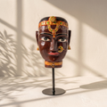 Gauri Head on Iron Stand | Brown | 30x16x16cm