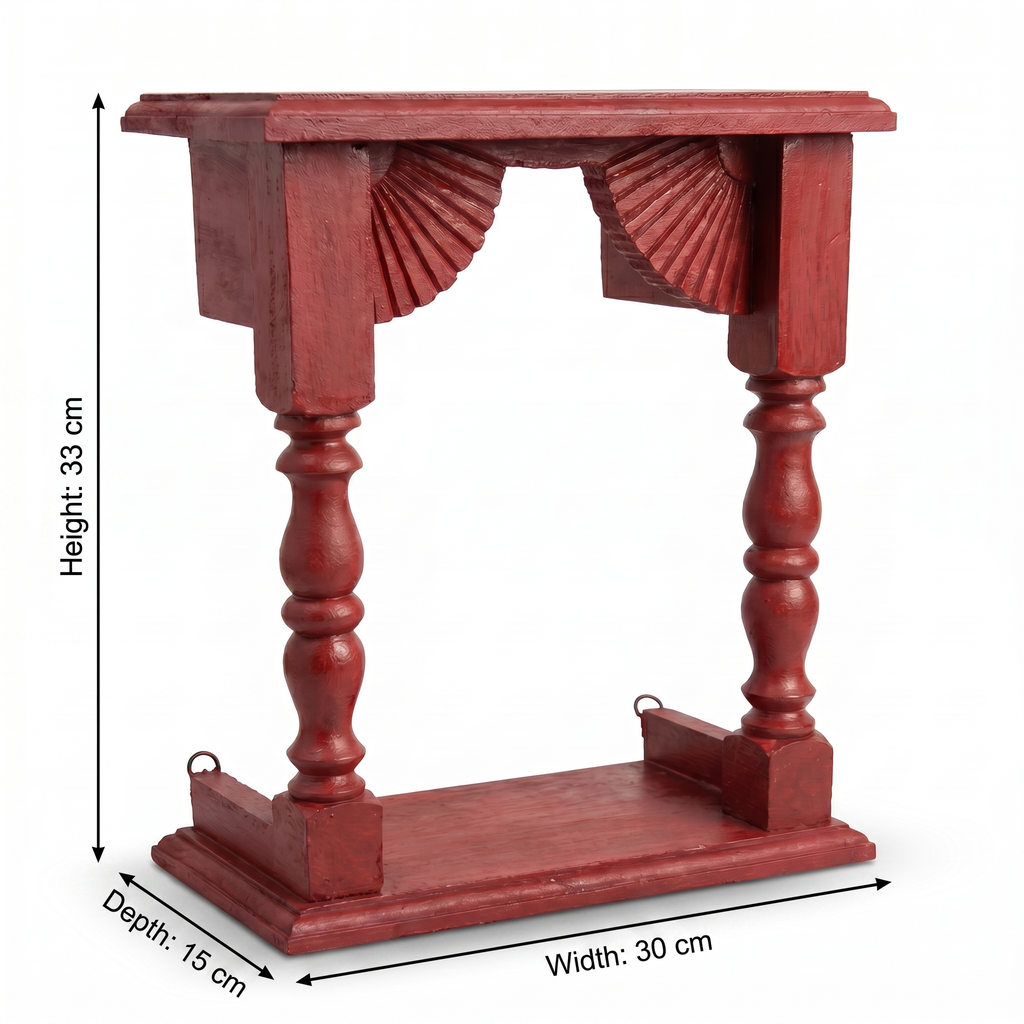 Temple Wall Shelf | Maroon/Red | 33x30x15cm
