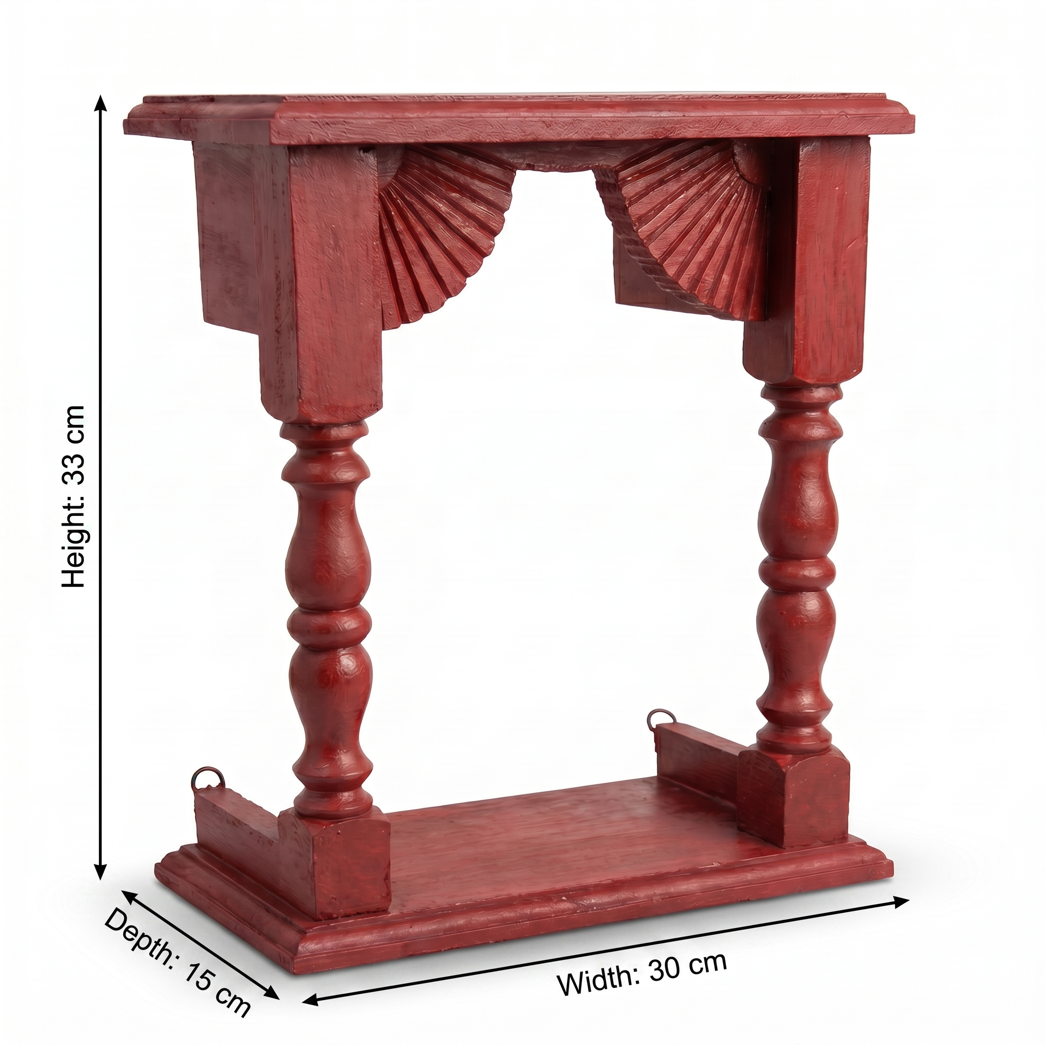 Temple Wall Shelf | Maroon/Red | 33x30x15cm