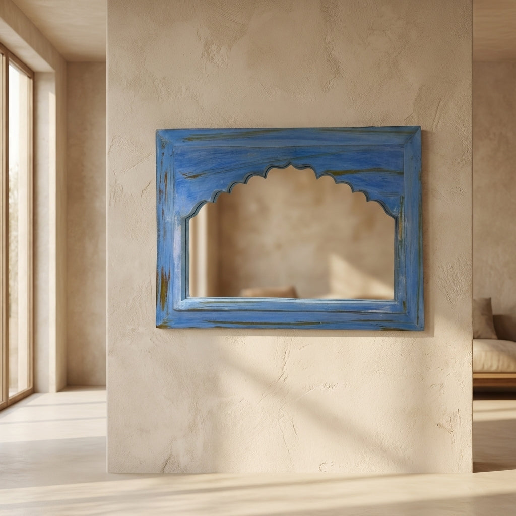 Blue Jharokha Mirror | 20x14.5x1 Inch