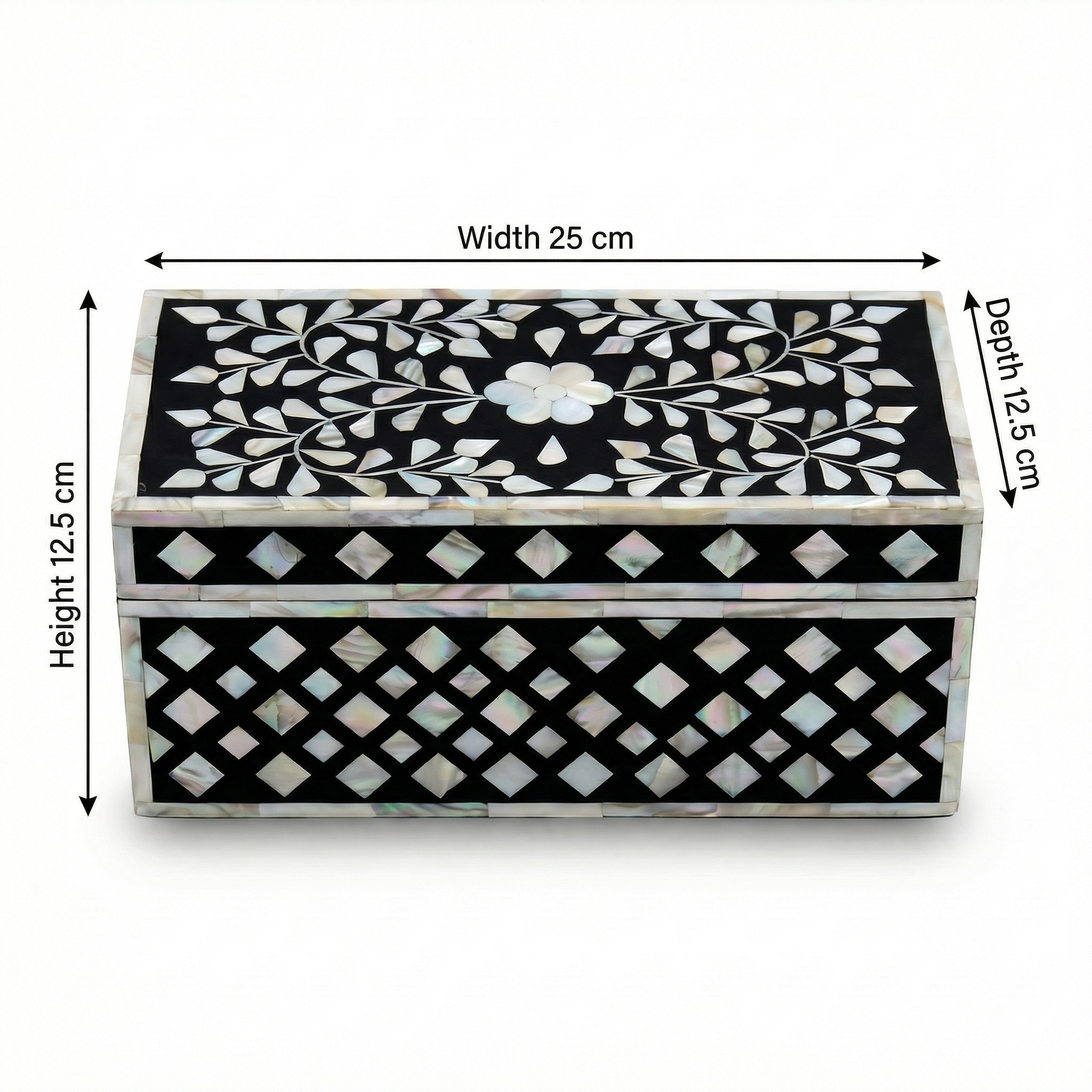 Jewellery Box Black | Mother of Pearl | 25x12.5x12.5 cm