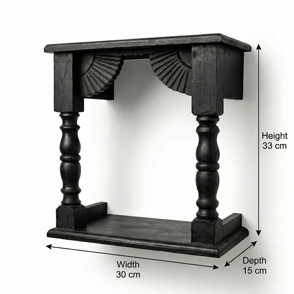 Temple Wall Shelf | Black | 33x30x15cm
