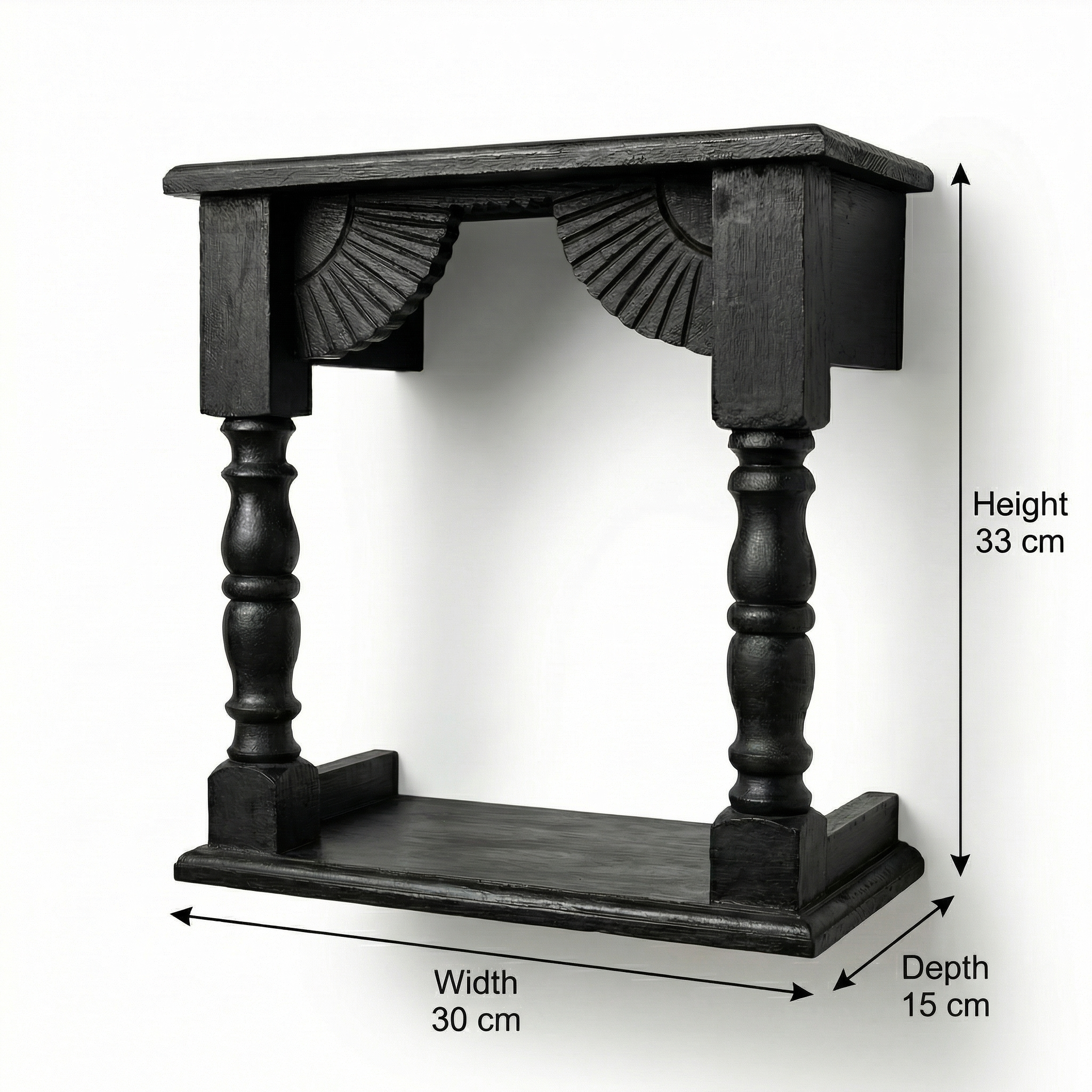 Temple Wall Shelf | Black | 33x30x15cm