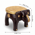 Wooden Elephant Stool | Brass Fitting | 17x10x10 cm