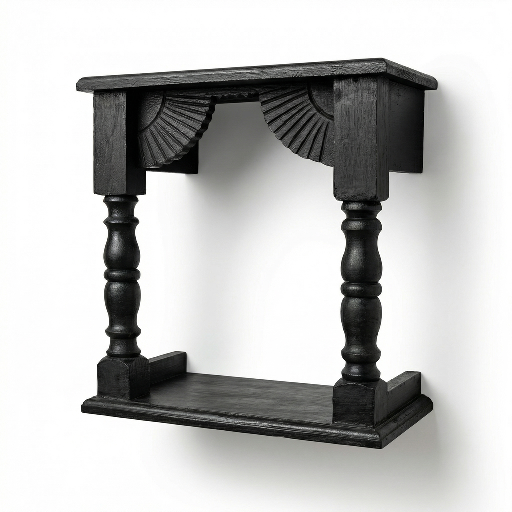 Temple Wall Shelf | Black | 33x30x15cm