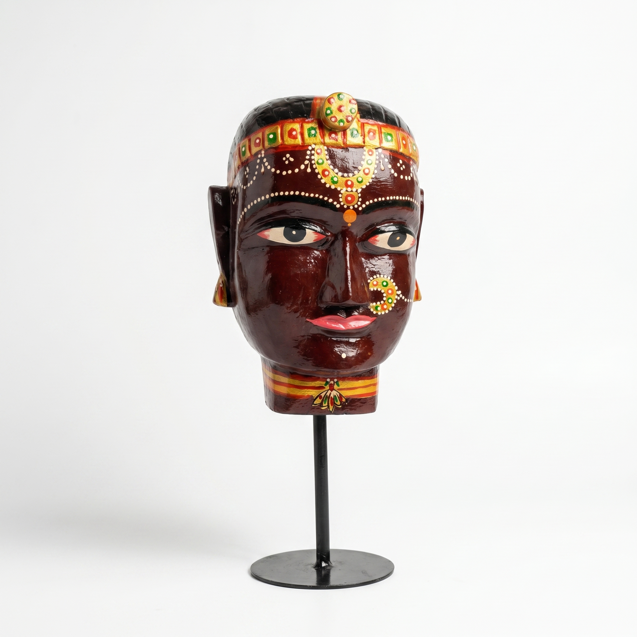 Gauri Head on Iron Stand | Brown | 30x16x16cm