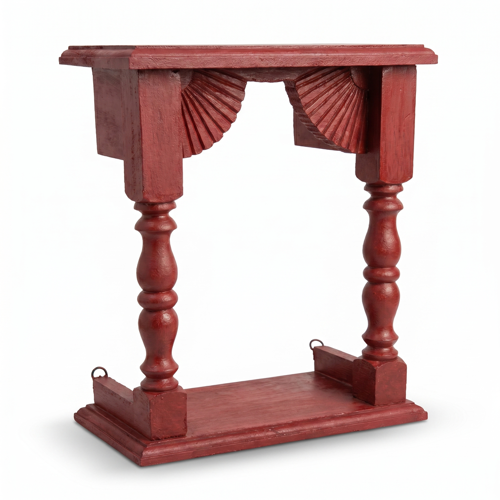Temple Wall Shelf | Maroon/Red | 33x30x15cm