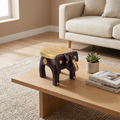 Wooden Elephant Stool | Brass Fitting | 17x10x10 cm