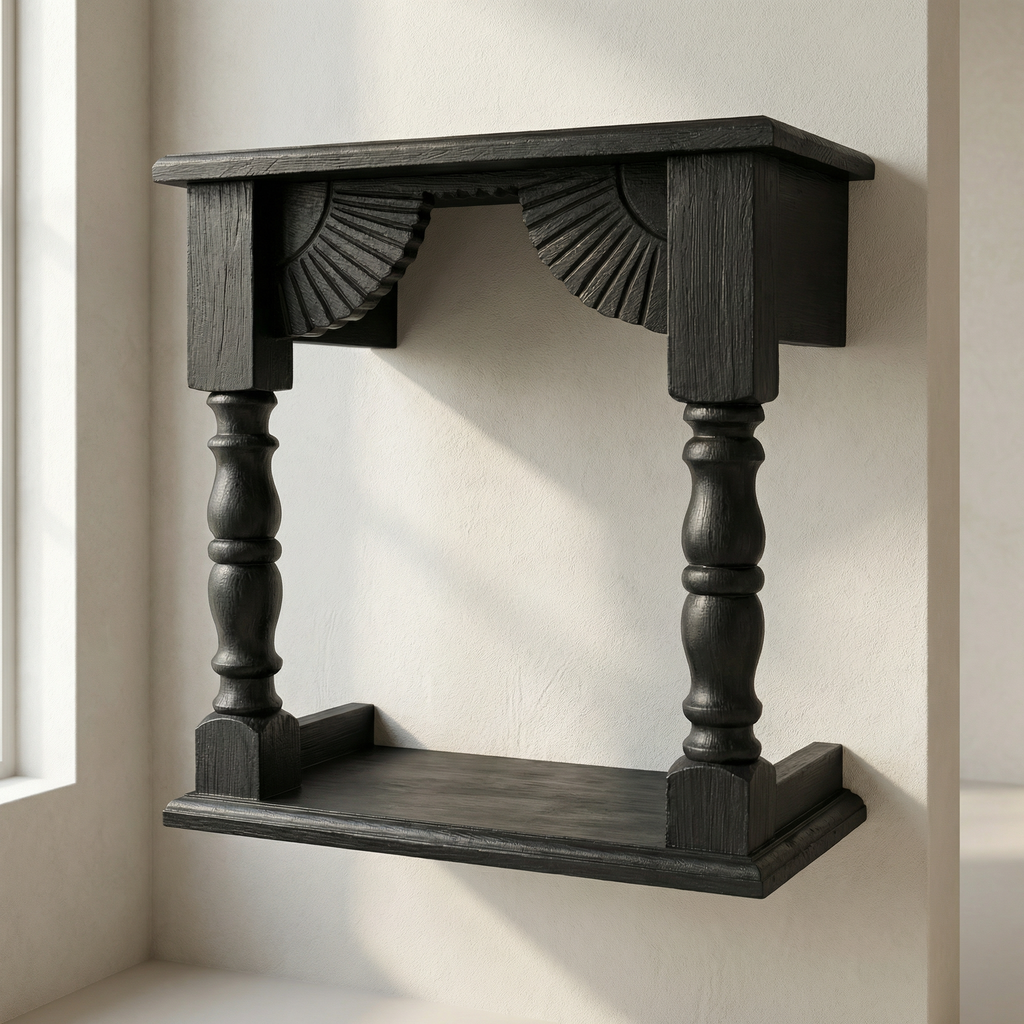 Temple Wall Shelf | Black | 33x30x15cm
