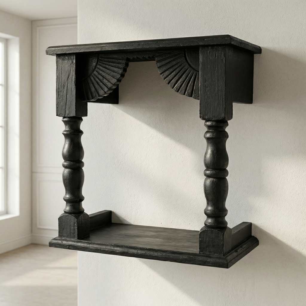 Temple Wall Shelf | Black | 33x30x15cm
