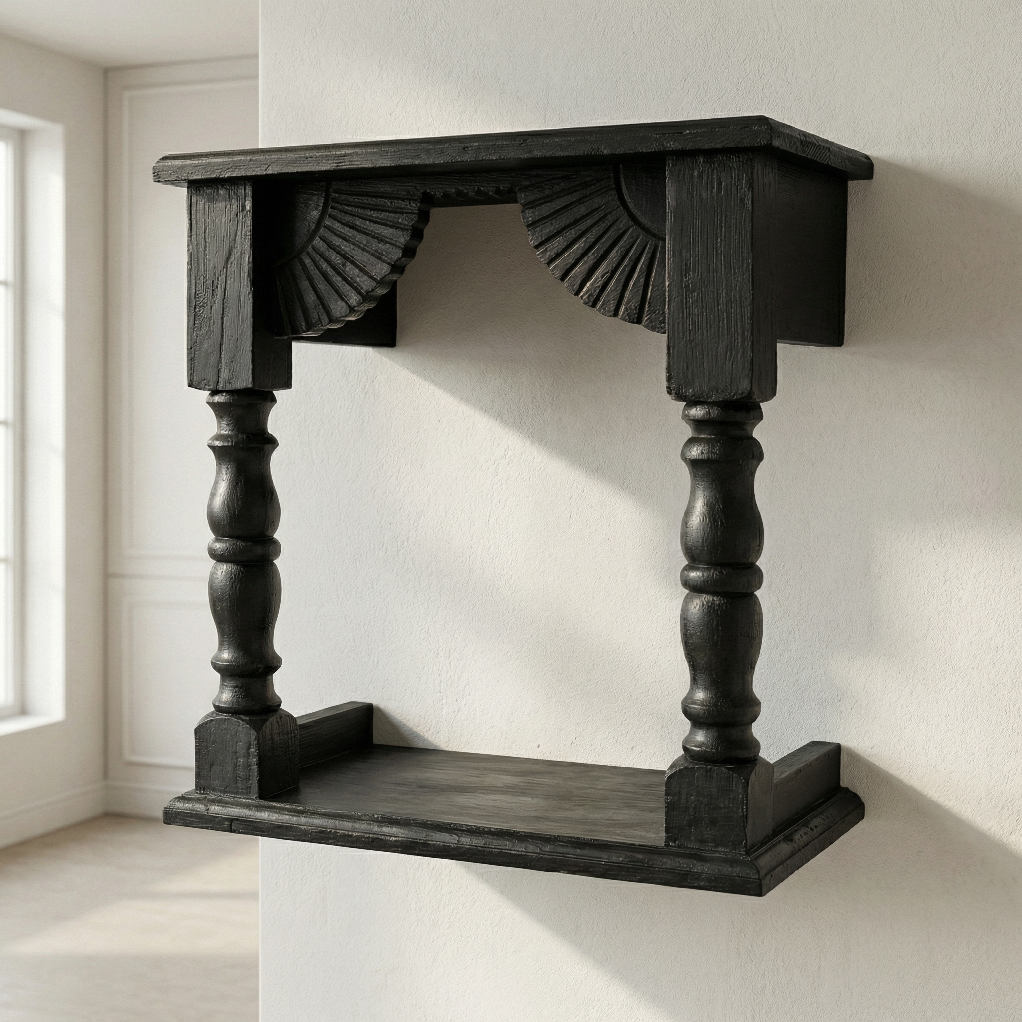 Temple Wall Shelf | Black | 33x30x15cm