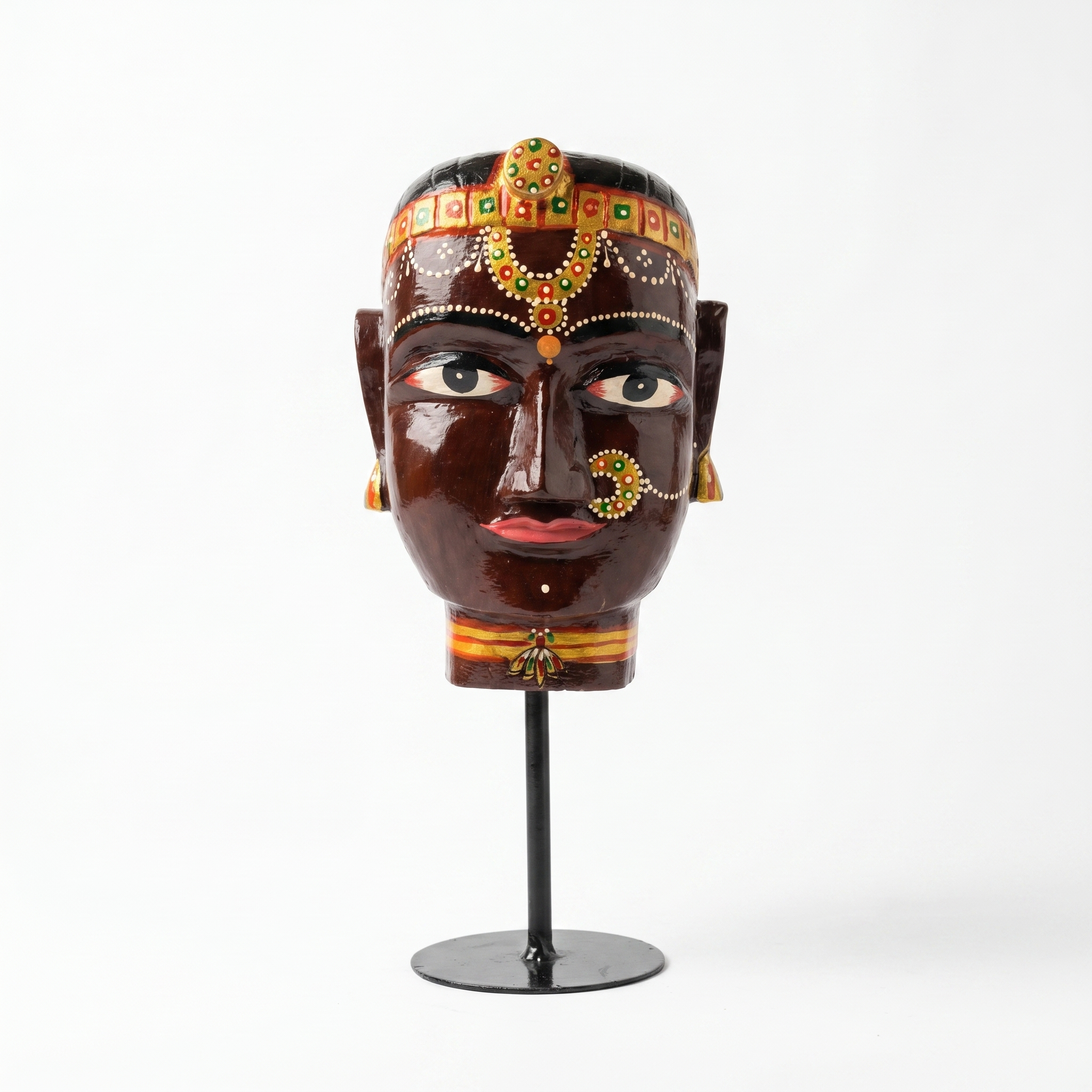 Gauri Head on Iron Stand | Brown | 30x16x16cm