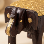 Wooden Elephant Stool | Brass Fitting | 17x10x10 cm