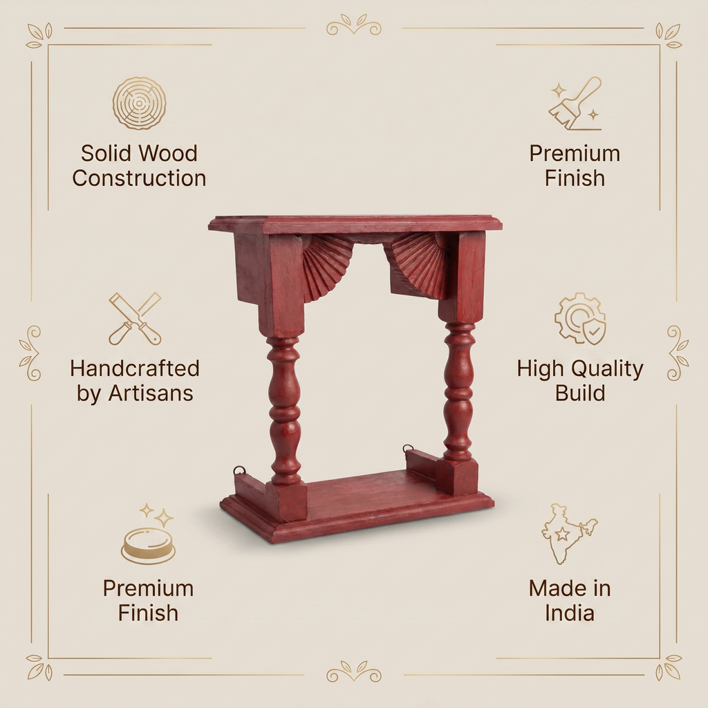 Temple Wall Shelf | Maroon/Red | 33x30x15cm