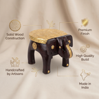 Wooden Elephant Stool | Brass Fitting | 17x10x10 cm