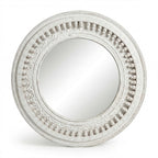 Distress White Round Mirror | 35x35x2.5 Inches