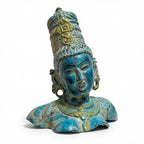 Brass Ma Parvati Idol | 12.6x9.1x7.3 Inches | Vintage Blue | 5.3Kg Approx