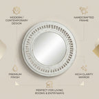 Distress White Round Mirror | 35x35x2.5 Inches