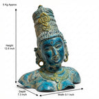 Brass Ma Parvati Idol | 12.6x9.1x7.3 Inches | Vintage Blue | 5.3Kg Approx