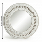 Distress White Round Mirror | 35x35x2.5 Inches