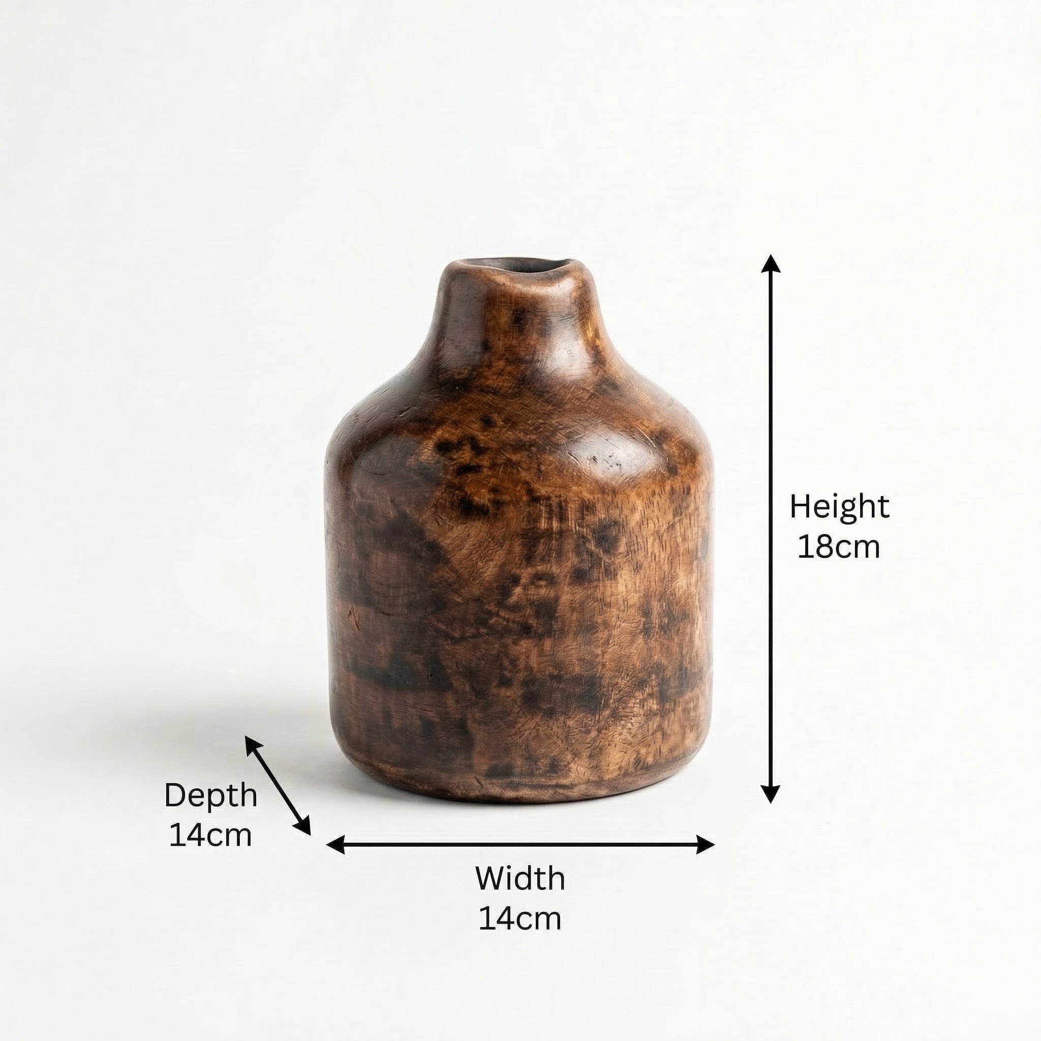 Contemporary Wooden Vase | 18x14x14cm