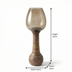 Hurricane Candle Stand | Wooden | Brown Glass 54x18x18cm