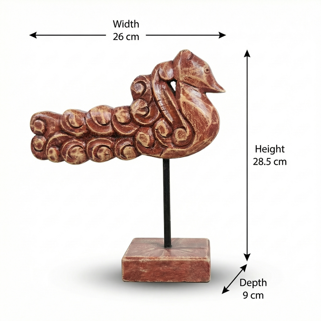 Wooden Peacock Wide | 28.5x26x9cm