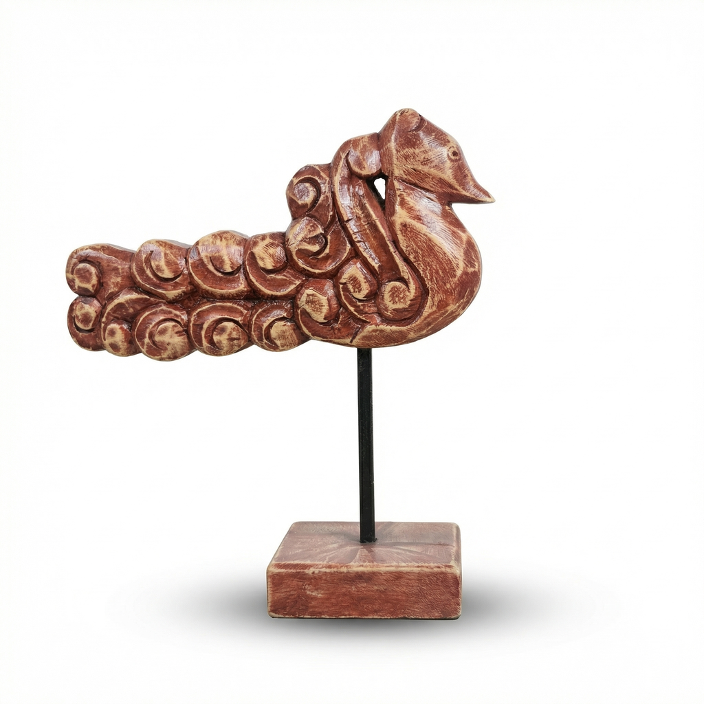 Wooden Peacock Wide | 28.5x26x9cm