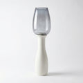 Hurricane Candle Stand | Wooden | Blue Glass 77x20x20cm