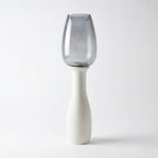 Hurricane Candle Stand | Wooden | Blue Glass 77x20x20cm