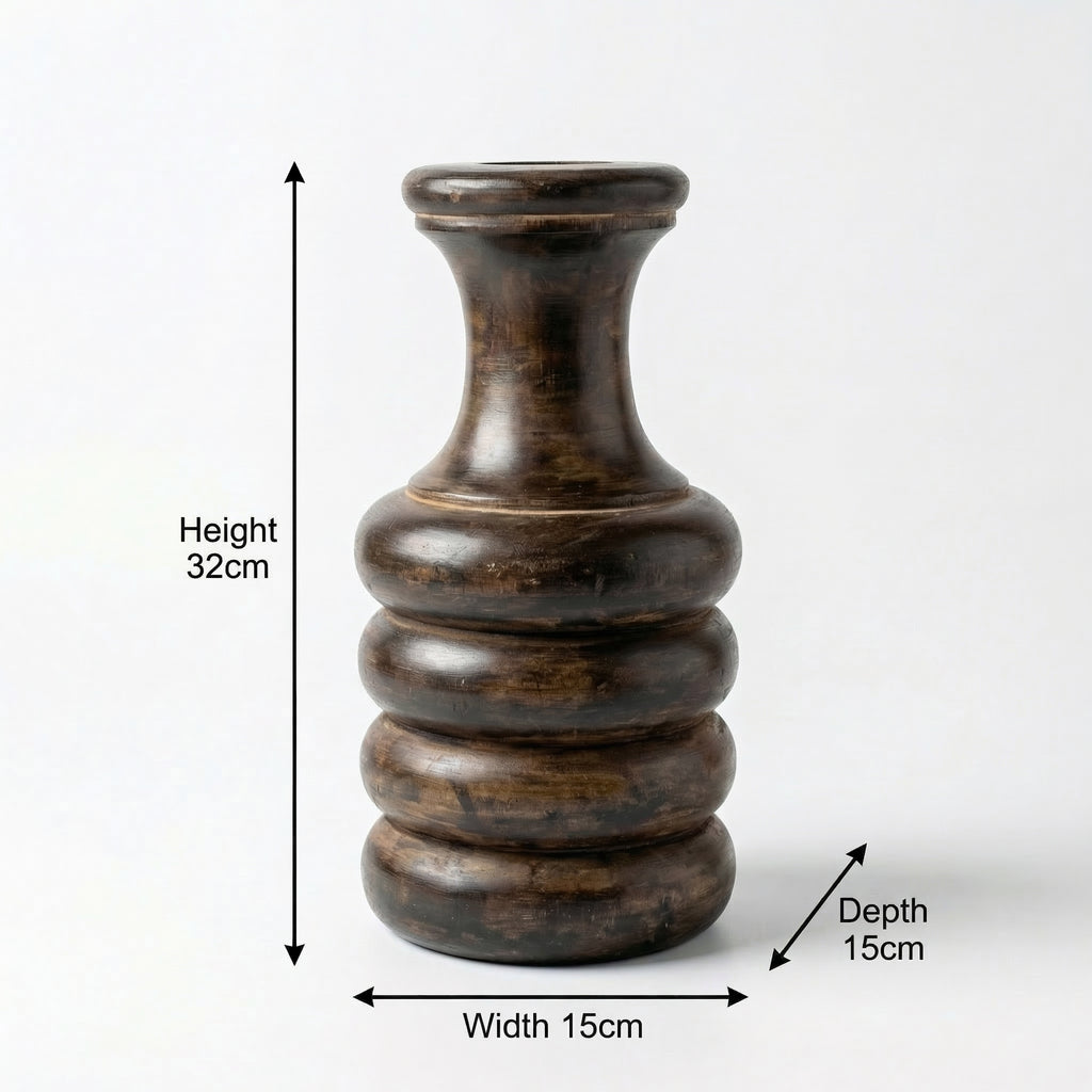 Contemporary Wooden Vase | 32x15x15cm