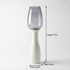 Hurricane Candle Stand | Wooden | Blue Glass 77x20x20cm