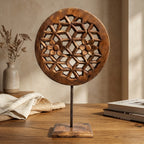 Geometric Wooden Table Decor | 38x23x2cm